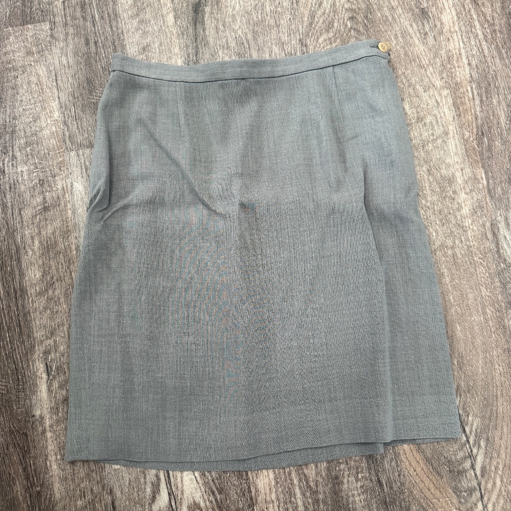 Vintage GIORGIO ARMANI Blue Gray Wool Blend Skirt 44 / 8